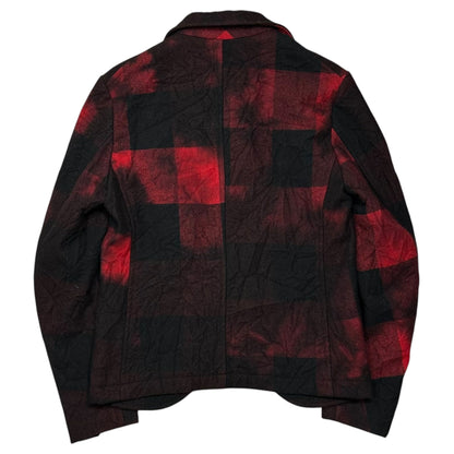 Y's Buffalo Check Short Wool Jacket Black/Red Size 1