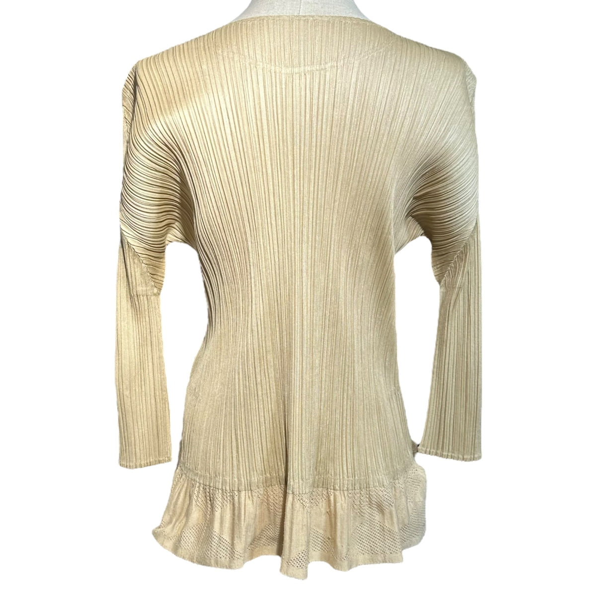 PLEATS PLEASE Mesh Pleated Long-Sleeve Top Size 4