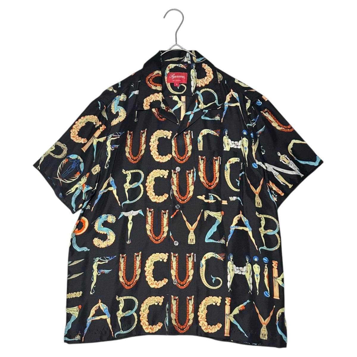 SUPREME 18SS Alphabet Silk Short Sleeve Black Multi Shirt Size S