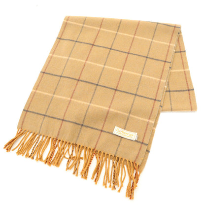 Burberrys Cashmere Check Pattern Fringe Scarf Beige