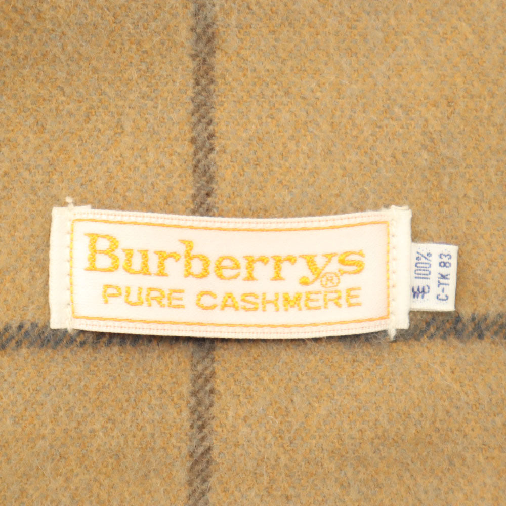 Burberrys Cashmere Check Pattern Fringe Scarf Beige