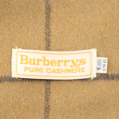 Burberrys Cashmere Check Pattern Fringe Scarf Beige