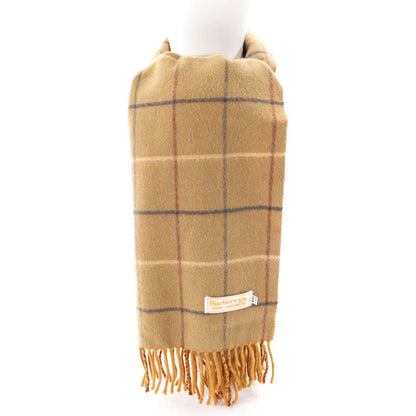 Burberrys Cashmere Check Pattern Fringe Scarf Beige