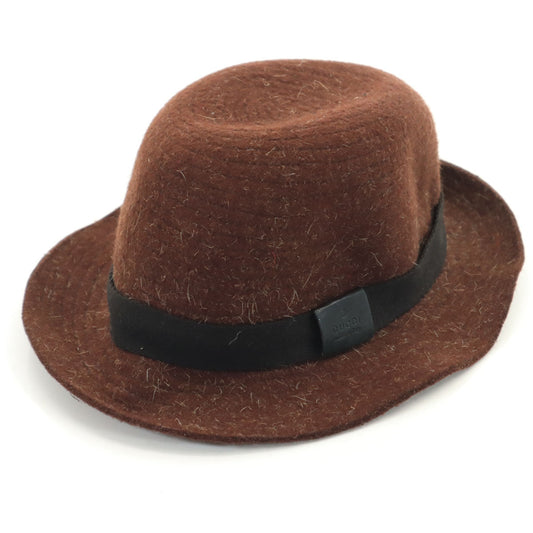 GUCCI Made in Italy Wool Hat Brown Size XL