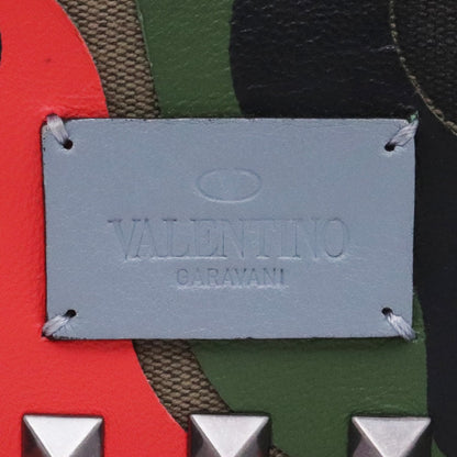 VALENTINO Garavani Camouflage Rockstud Zip Green Long Wallet Size F