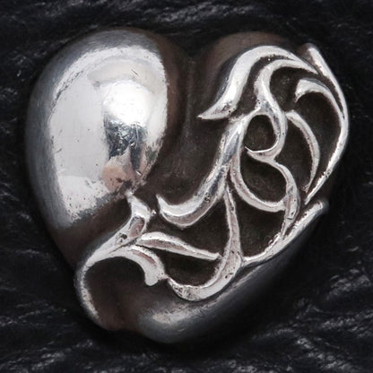 Chrome Hearts Wave Wallet Heart Button Heavy Leather Size F
