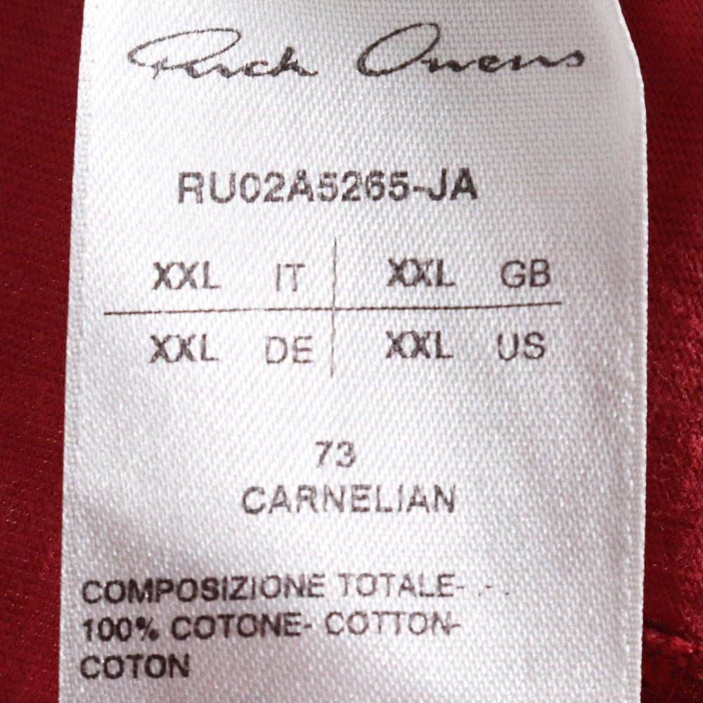 RICK OWENS 21AW Short Level T-Shirt Red Size XXL