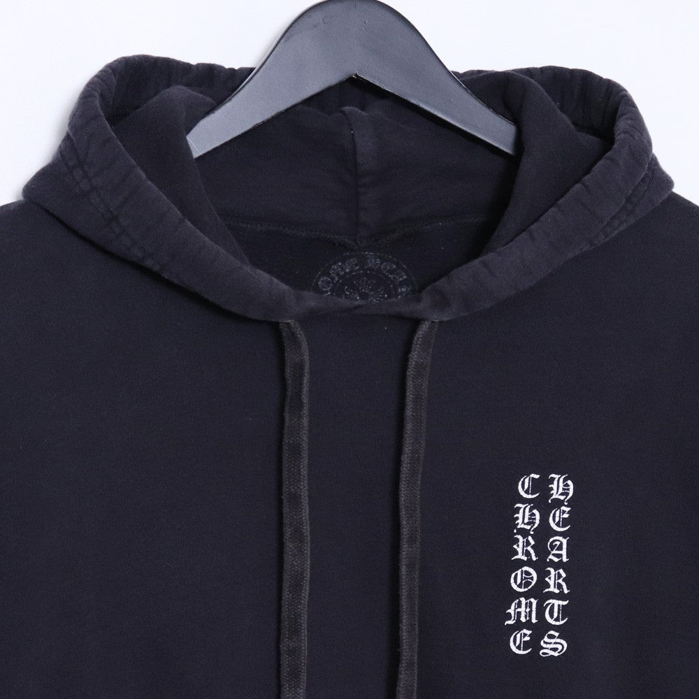 Chrome Hearts Vertical Logo Sleeve Print Hoodie Black Size L