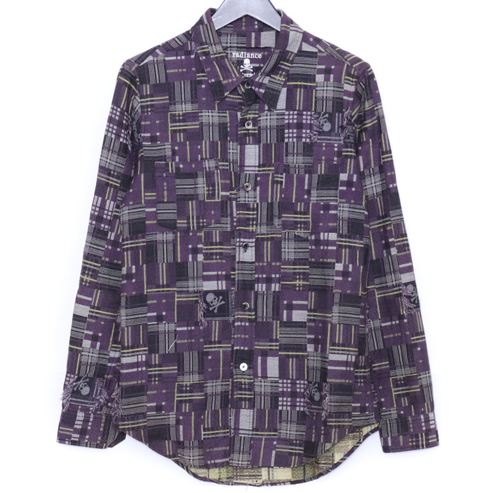 MASTERMIND JAPAN Radiance Skull Jacquard Shirt Purple Size S