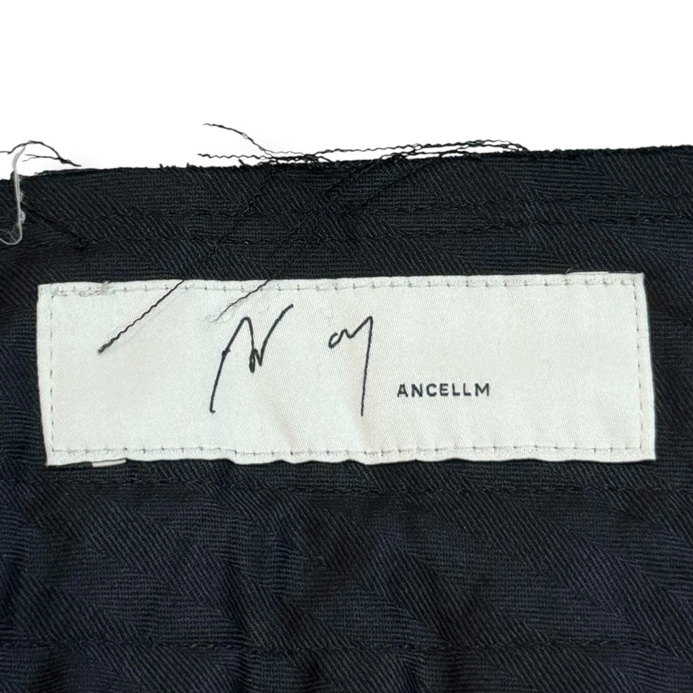 ANCELLM 25SS Distressed Wool 2-Tuck Slacks Black Size 1