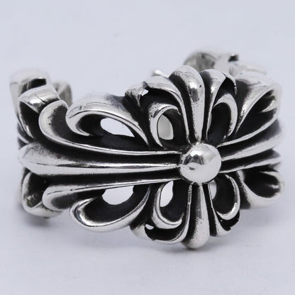 CHROME HEARTS Double Floral Cross Ring Silver Size ONE SIZE