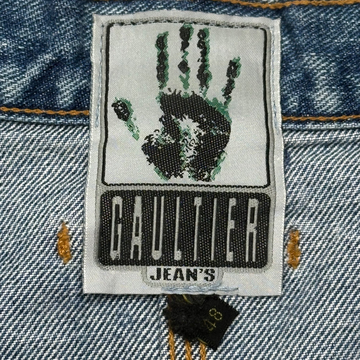 GAULTIER JEANS 00's Logo-Print Denim Pants Indigo Size 48