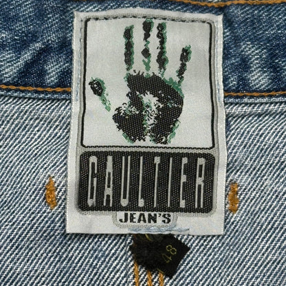 GAULTIER JEANS 00's Logo-Print Denim Pants Indigo Size 48