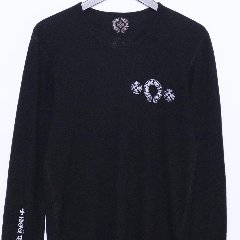 CHROME HEARTS Old Horseshoe CH+ Thermal Long Sleeve Tee Black Size M