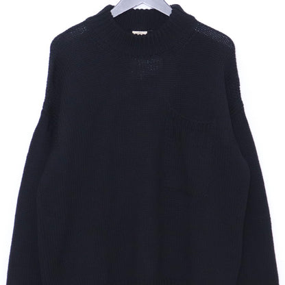 Ten C 22AW Black Crew Neck Pocket Knit Sweater Size 48