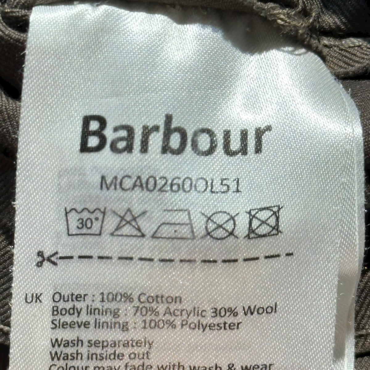 Barbour Dept. (B) Wool Liner Coverall Jacket Gray Size S