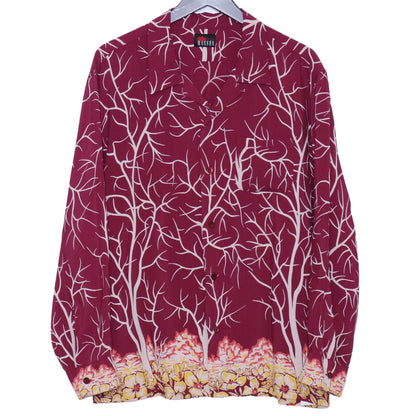 MASSIS Rayon Hawaiian Long Sleeve Button-Up Shirt Size M