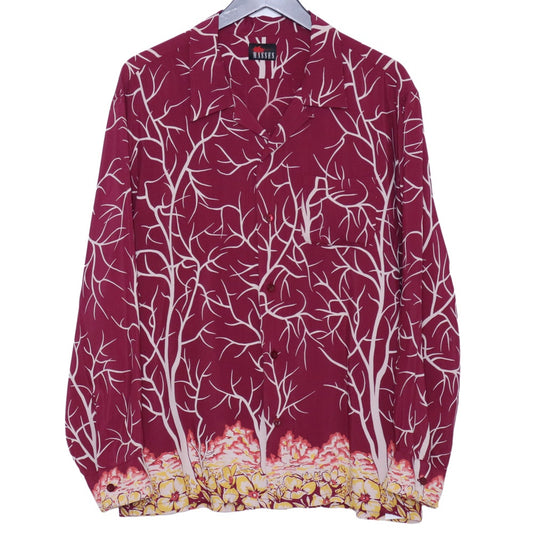 MASSIS Rayon Hawaiian Long Sleeve Button-Up Shirt Size M