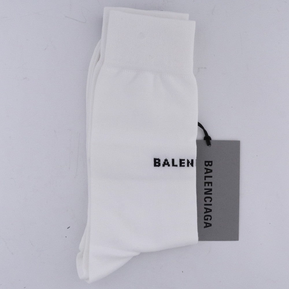 BALENCIAGA Logo Cotton Socks White Size M