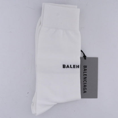 BALENCIAGA Logo Cotton Socks White Size M