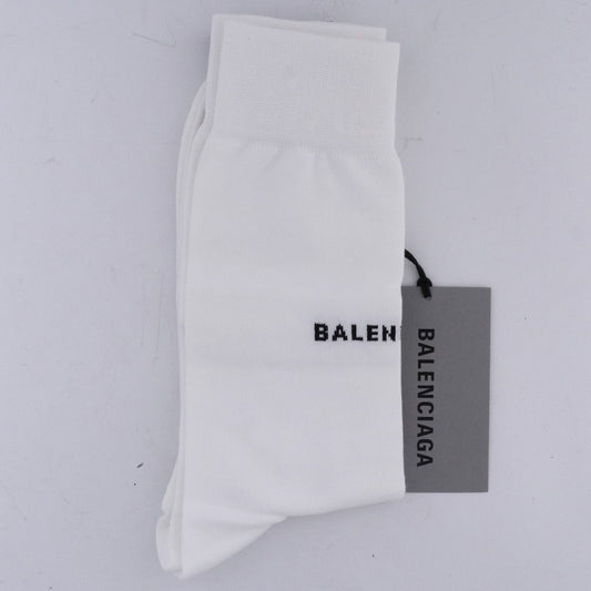 BALENCIAGA Logo Cotton Socks White Size M