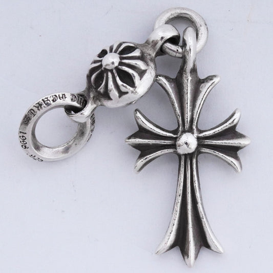 CHROME HEARTS 1 Ball Tiny CH Cross Charm Silver Size F