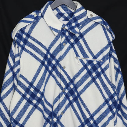BURBERRY 23AW Check Wool Blend Overshirt Night Shirt Size L
