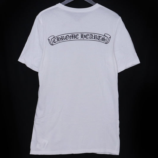 CHROME HEARTS Old Scroll Label Collar T-Shirt White Size M