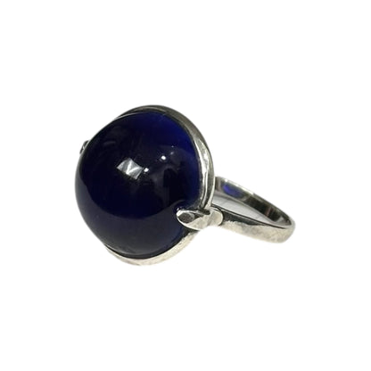 BOTTEGA VENETA Silver Blue Stone Cabochon Ring Size JP 27