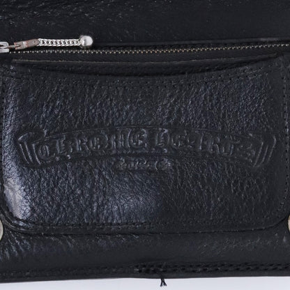 CHROME HEARTS 1Zip Cross Button Leather Wallet Black Size F