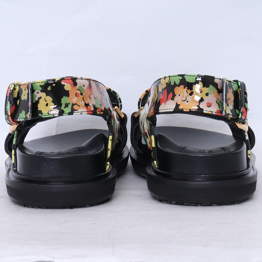 MARNI Leather Floral Crisscross Sandals Black Size 35