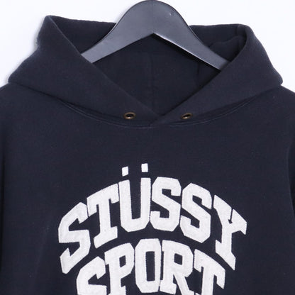 STUSSY × CHAMPION Reverse Weave Felt Hoodie Black Size L