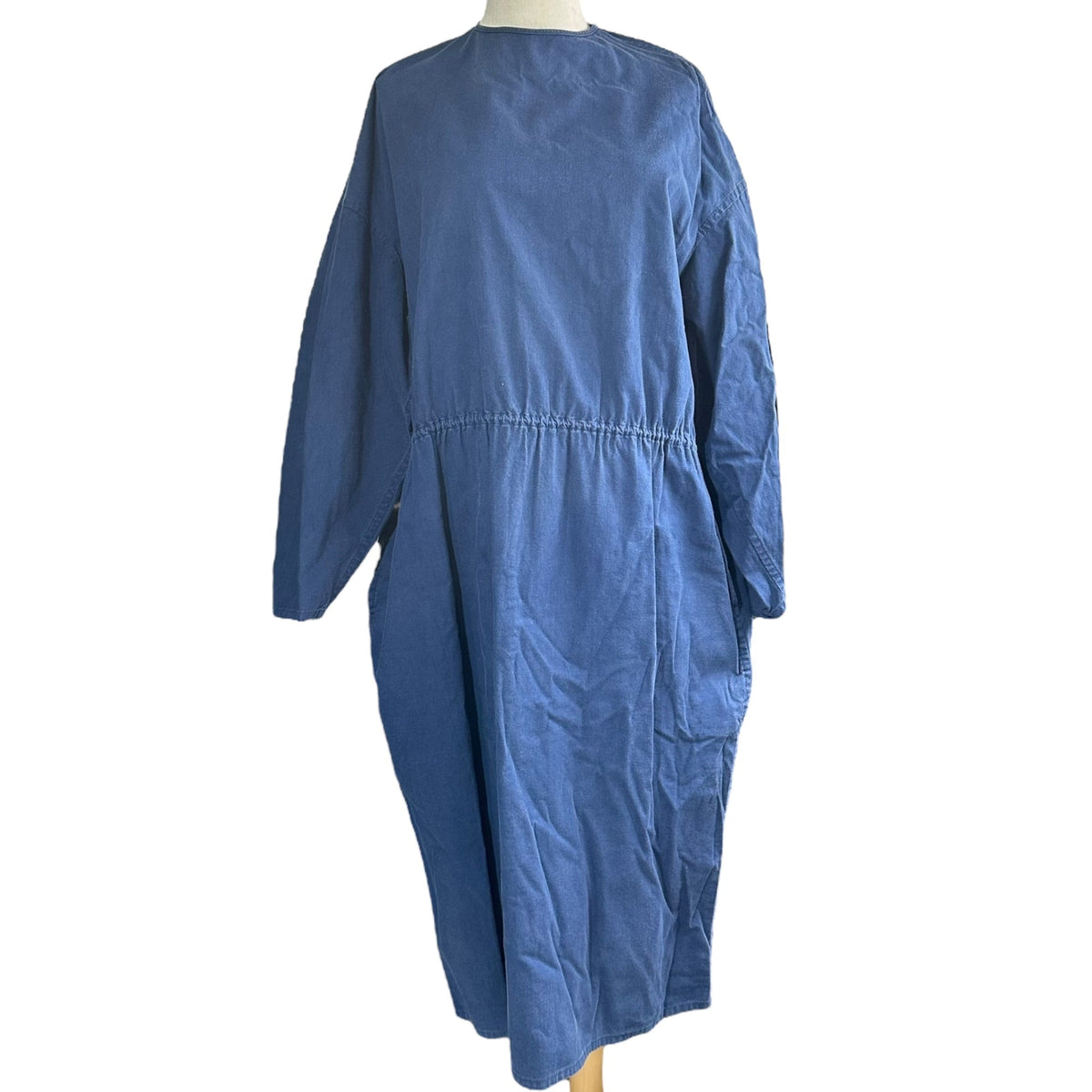 Y's 80s Long Sleeve Cotton Hospital Dress Blue Size FREE