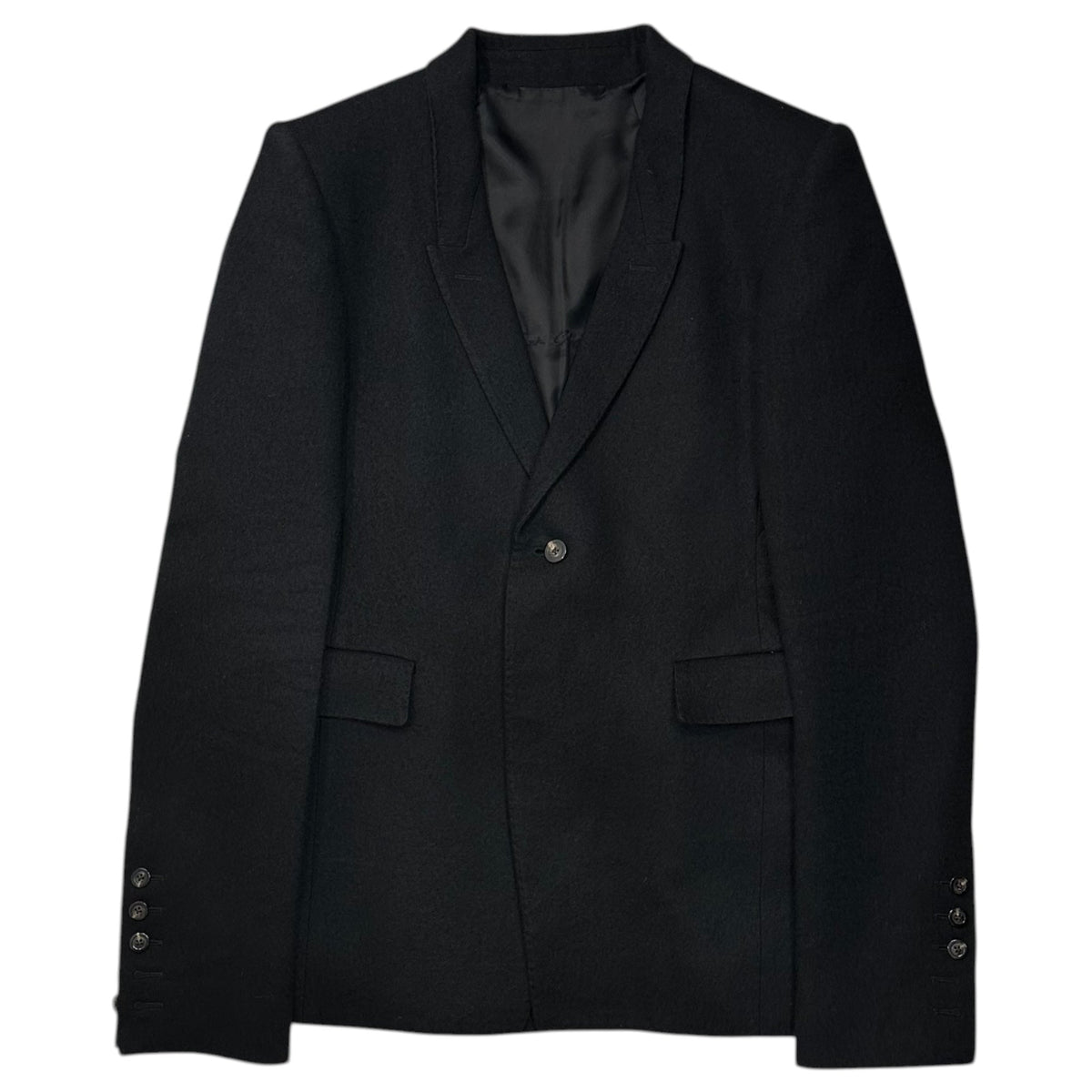 Rick Owens Cotton-Wool Brushed 1B Blazer Jacket Size 38