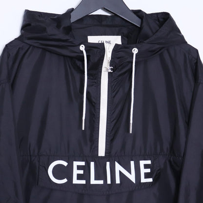 CELINE 22SS Eddie Slimane Nylon Logo Hoodie Black Size 50