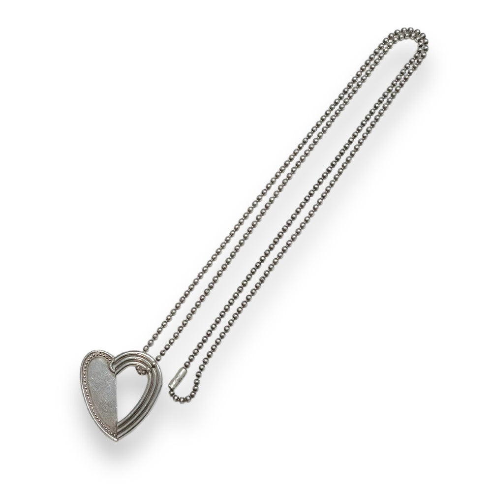 POLYTERON Heart Motif Remake Necklace Silver Size 70CM