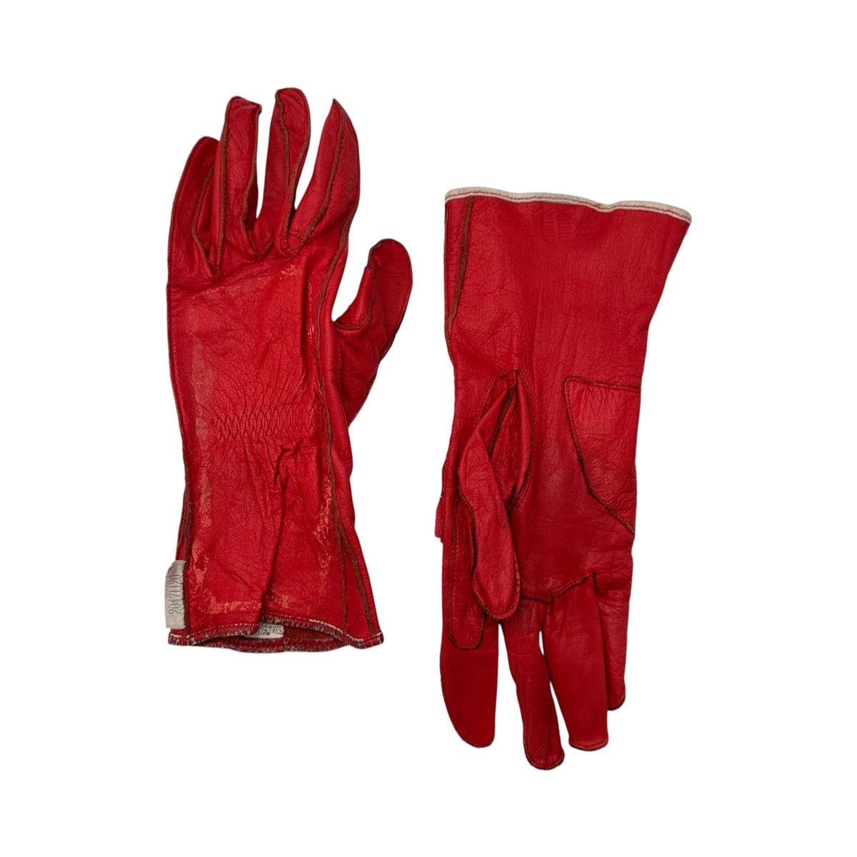 20471120 97SS "IBO" Rubber Coated Leather Gloves Red