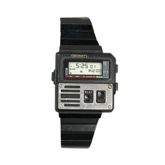 SEIKO 1983 Quartz Voice Note Digital Watch Black