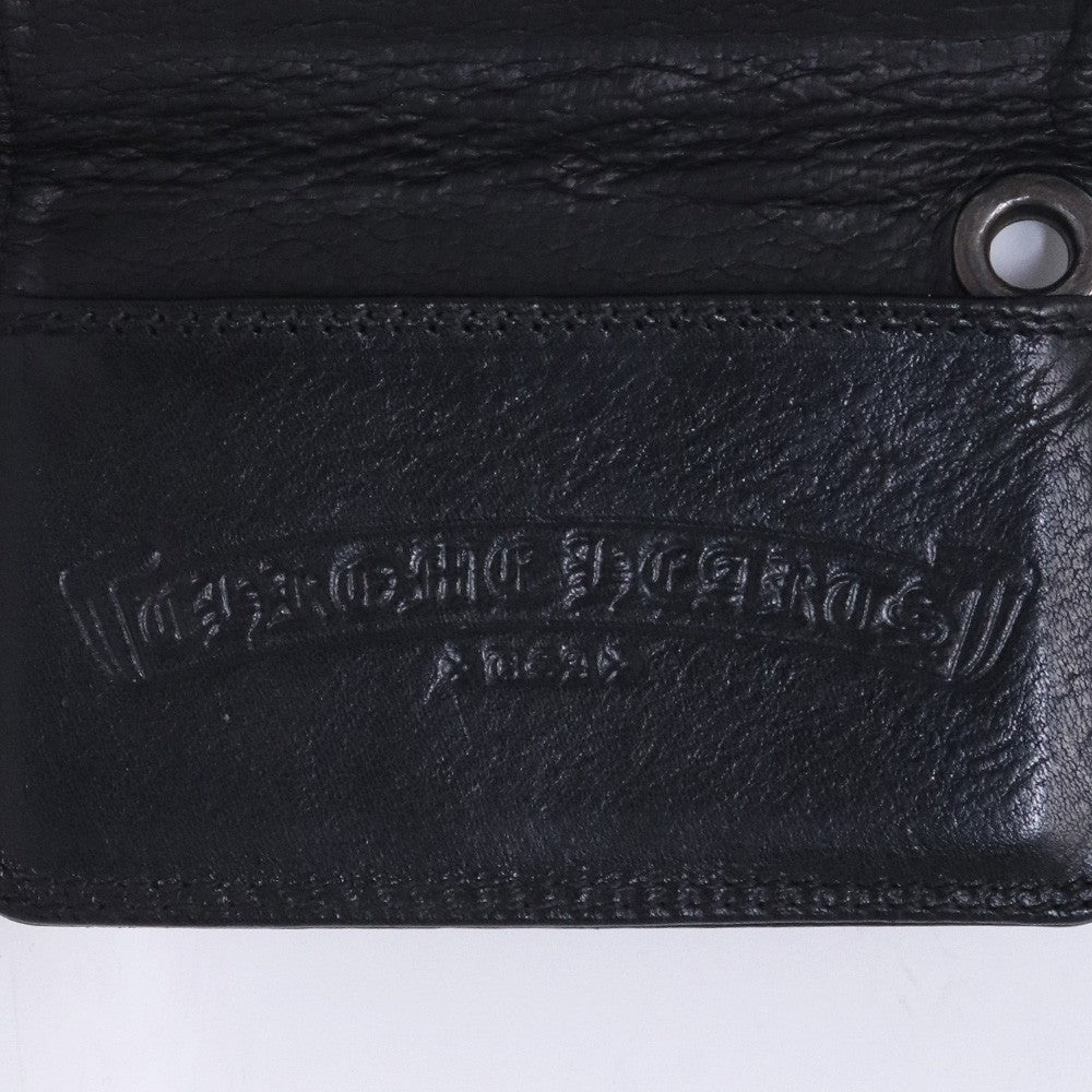 CHROME HEARTS Grommet Leather Card Holder Black Card Case Size F
