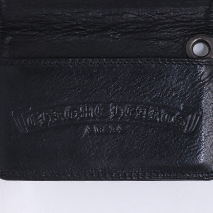 CHROME HEARTS Grommet Leather Card Holder Black Card Case Size F