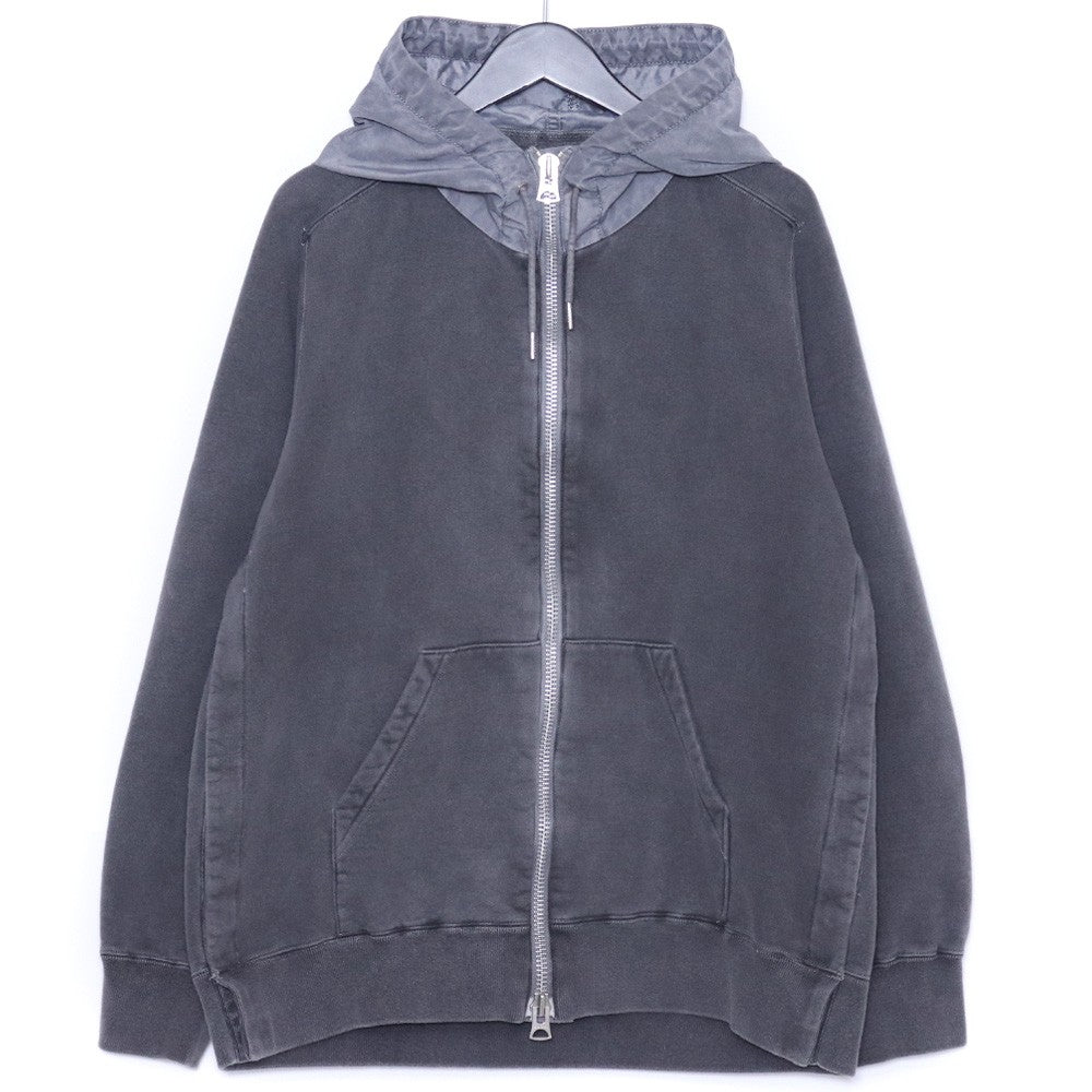 SACAI 24AW Garment Dye Cotton Jersey Zip Hoodie Gray Size 1