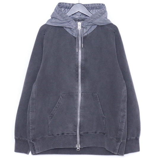 SACAI 24AW Garment Dye Cotton Jersey Zip Hoodie Gray Size 1