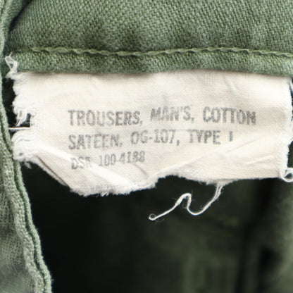 US ARMY 70s Vintage Cotton Sateen Baker Pants Khaki Size W30