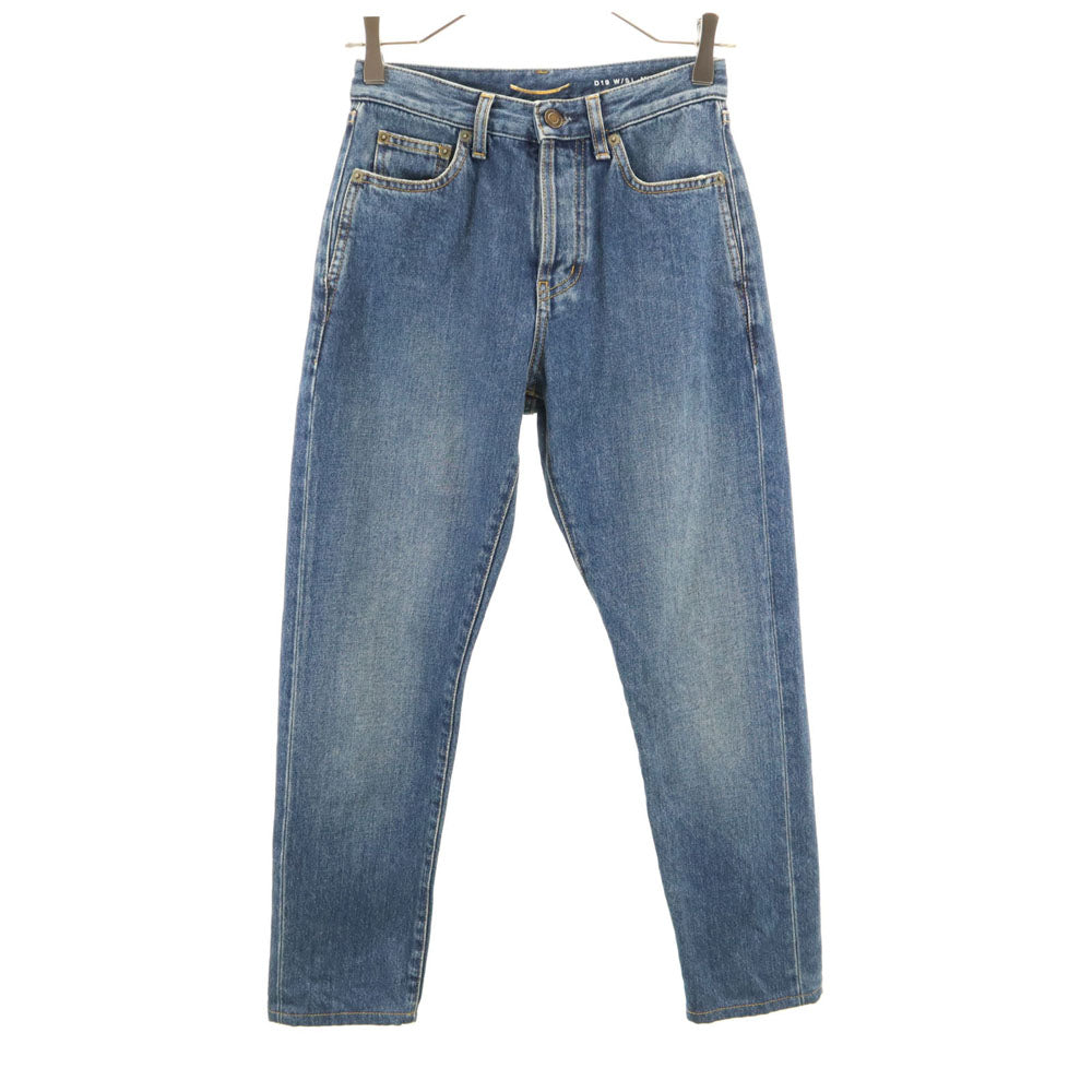 SAINT LAURENT Washed Blue Tapered Button Fly Jeans Size W24