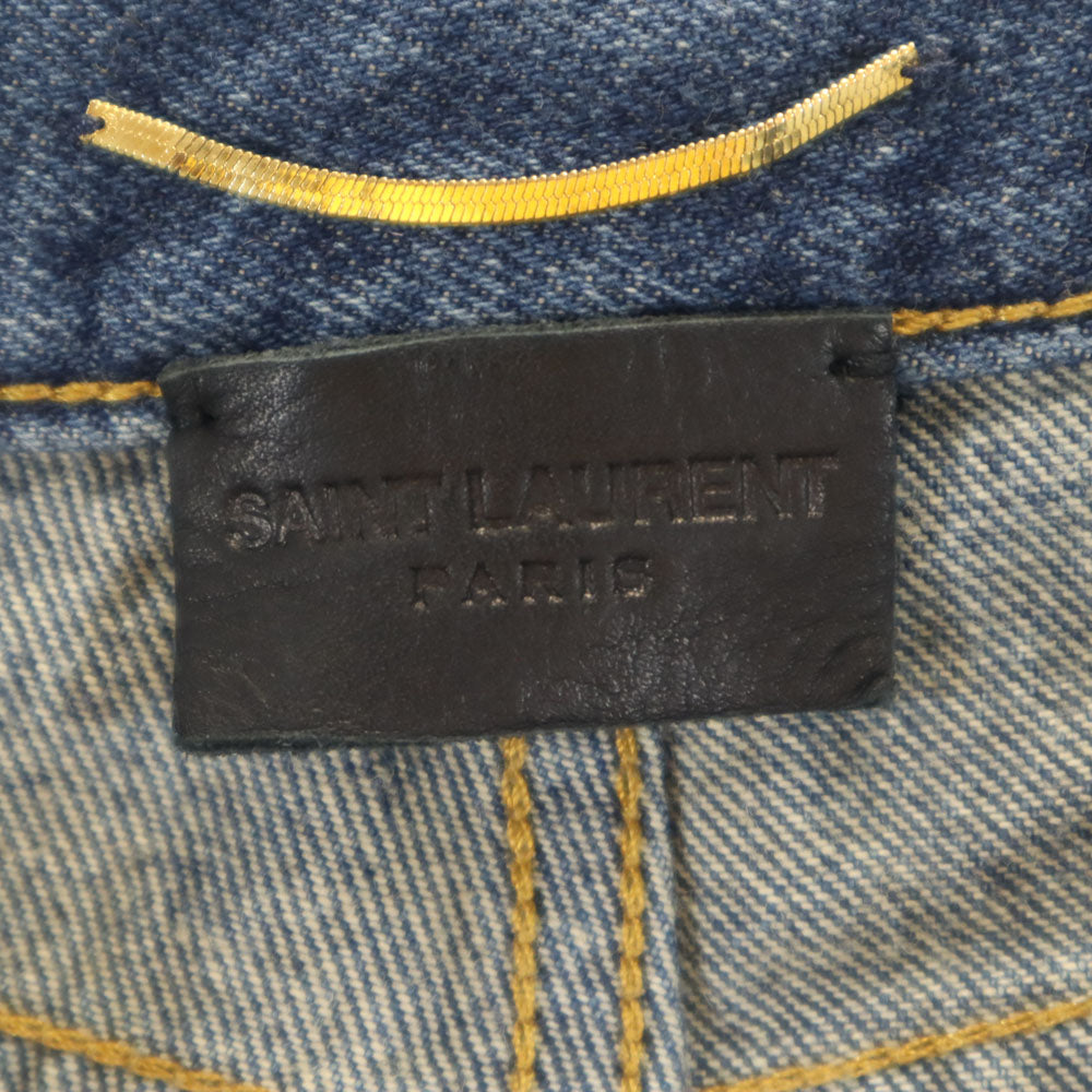 SAINT LAURENT Washed Blue Tapered Button Fly Jeans Size W24