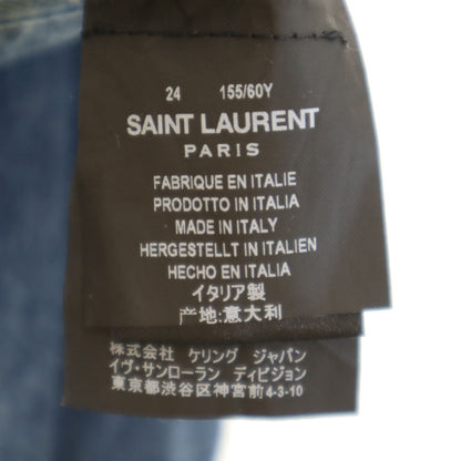 SAINT LAURENT Washed Blue Tapered Button Fly Jeans Size W24