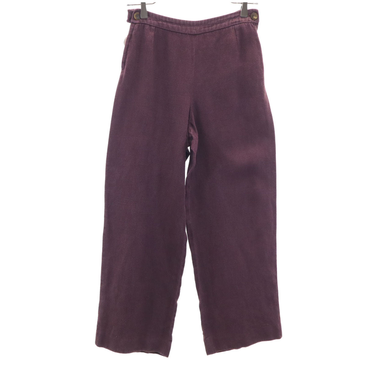 HERMES Italian Linen Wide Pants Bordeaux Size 34