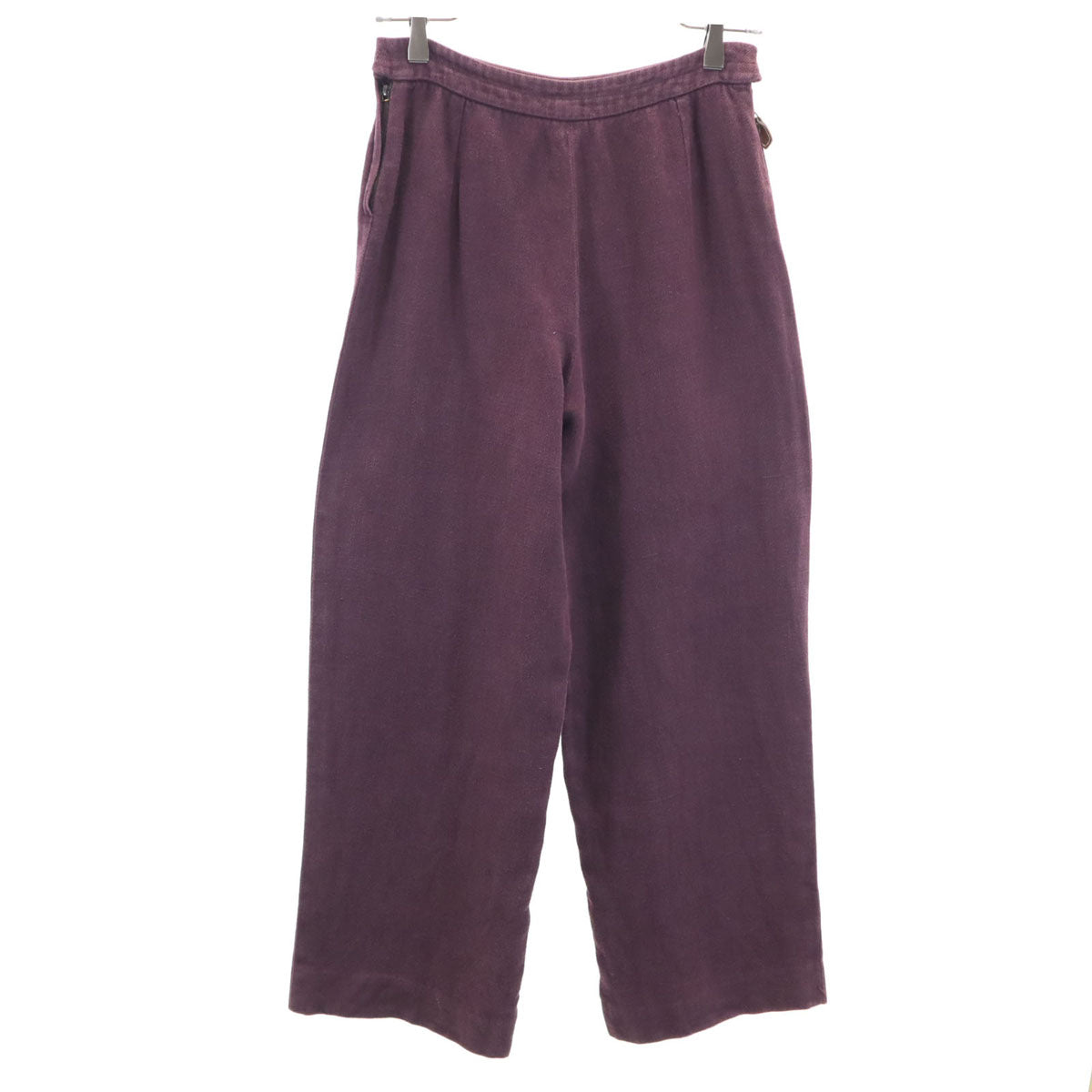 HERMES Italian Linen Wide Pants Bordeaux Size 34