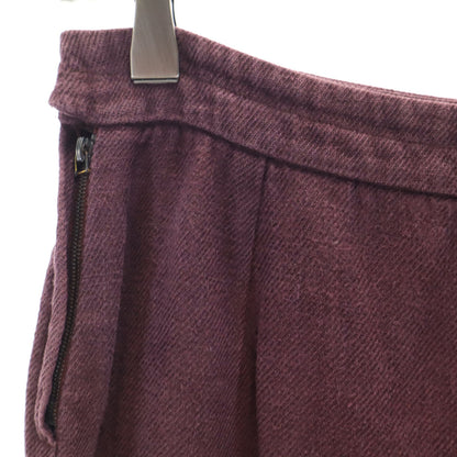 HERMES Italian Linen Wide Pants Bordeaux Size 34