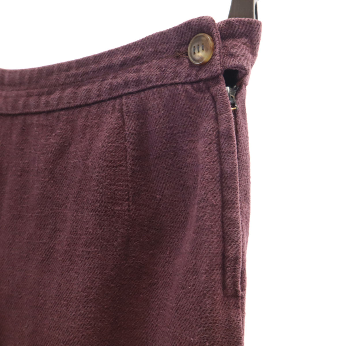 HERMES Italian Linen Wide Pants Bordeaux Size 34